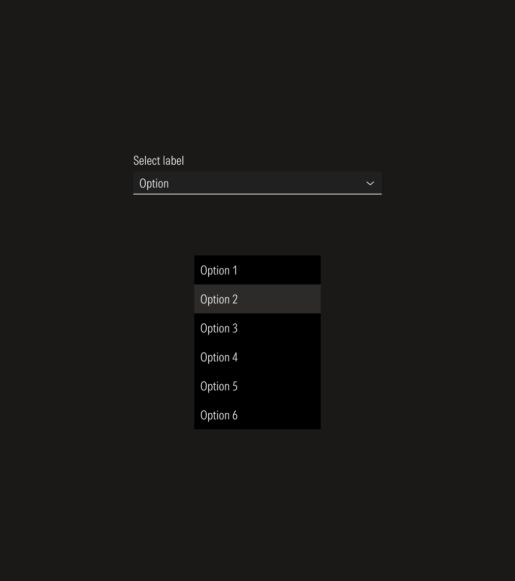 Select field and dropdown menu on dark theme