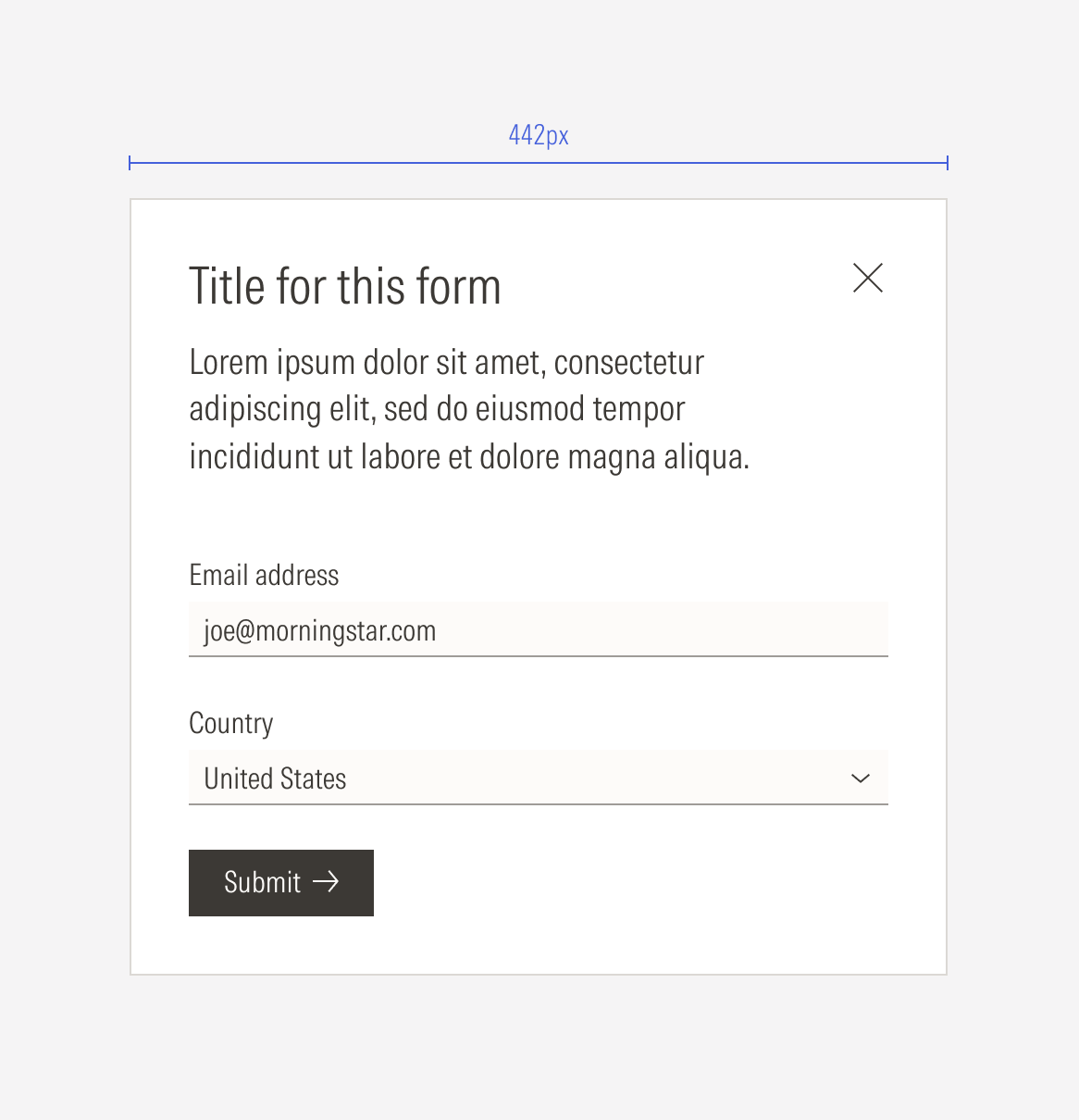 Modal form for compact sizes: MD and SM breakpoints