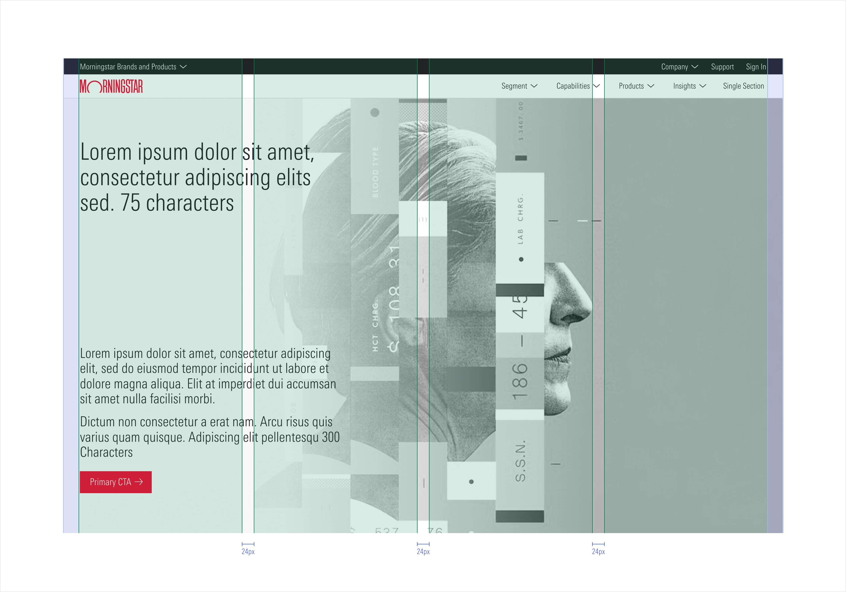 four column grid and layout