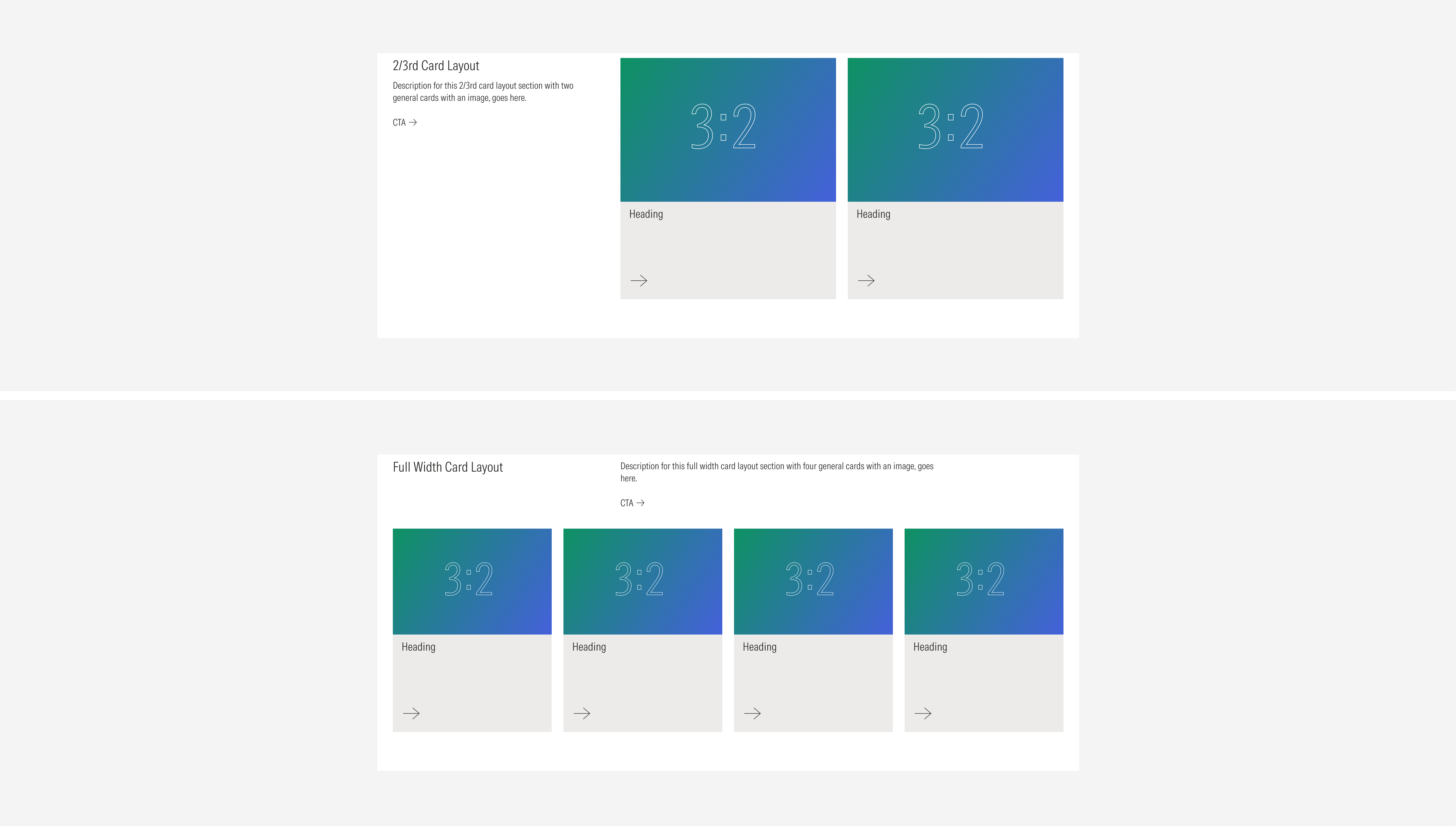Two types of layout grids: 2/3rd and full width