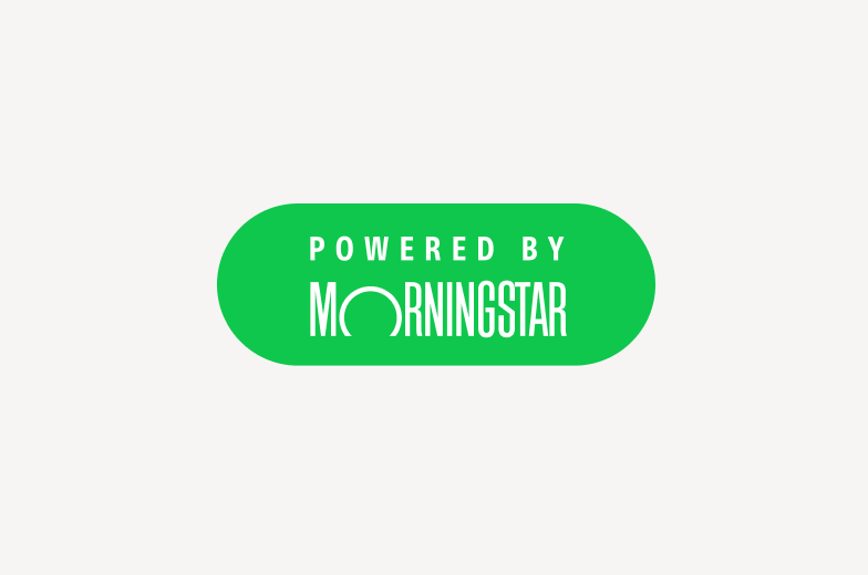 Image of powered by morningstar logo with white type on solid bright green pill