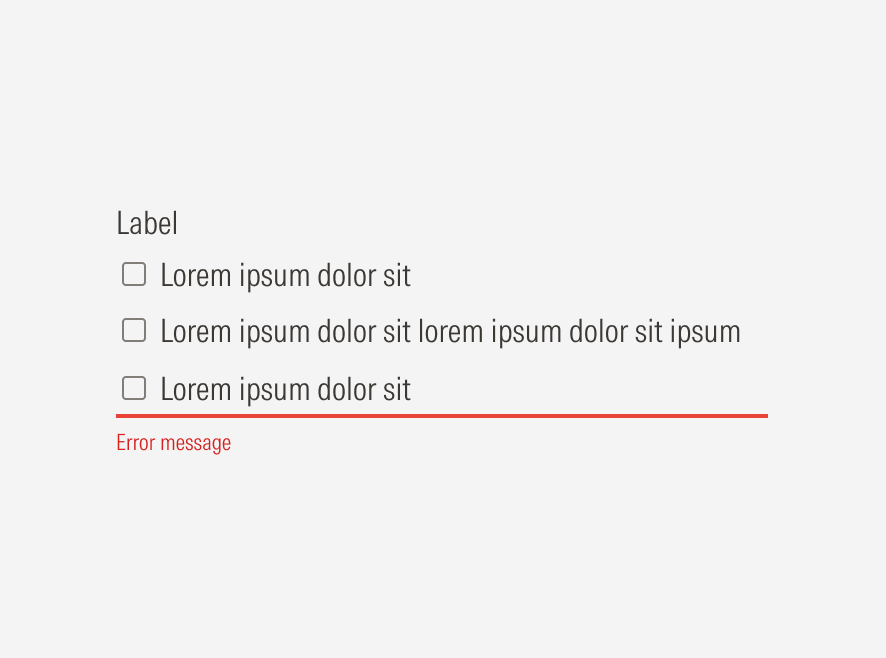 Form errors for radios and checkboxes