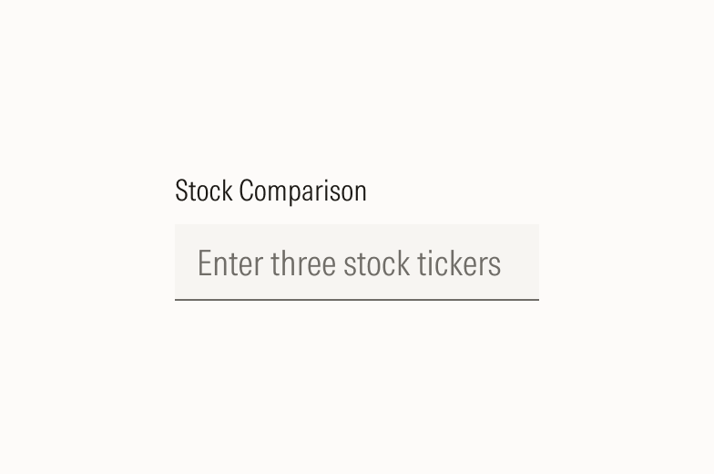 Input for Stock Comparison with placeholder text "Enter three stock tickers"