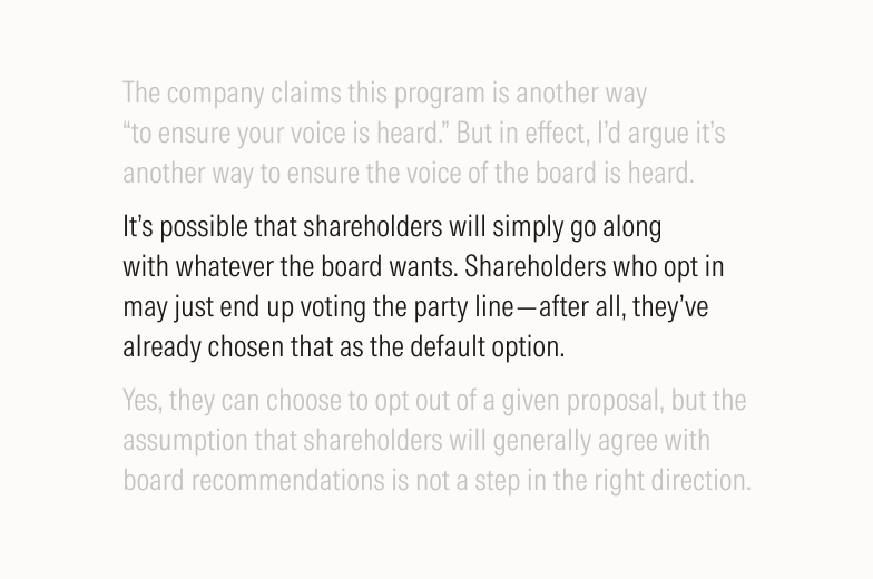 Example of long-form copy featuring hedging language.