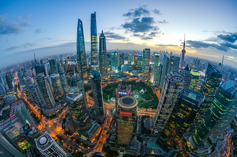 High angle view of cityscape.