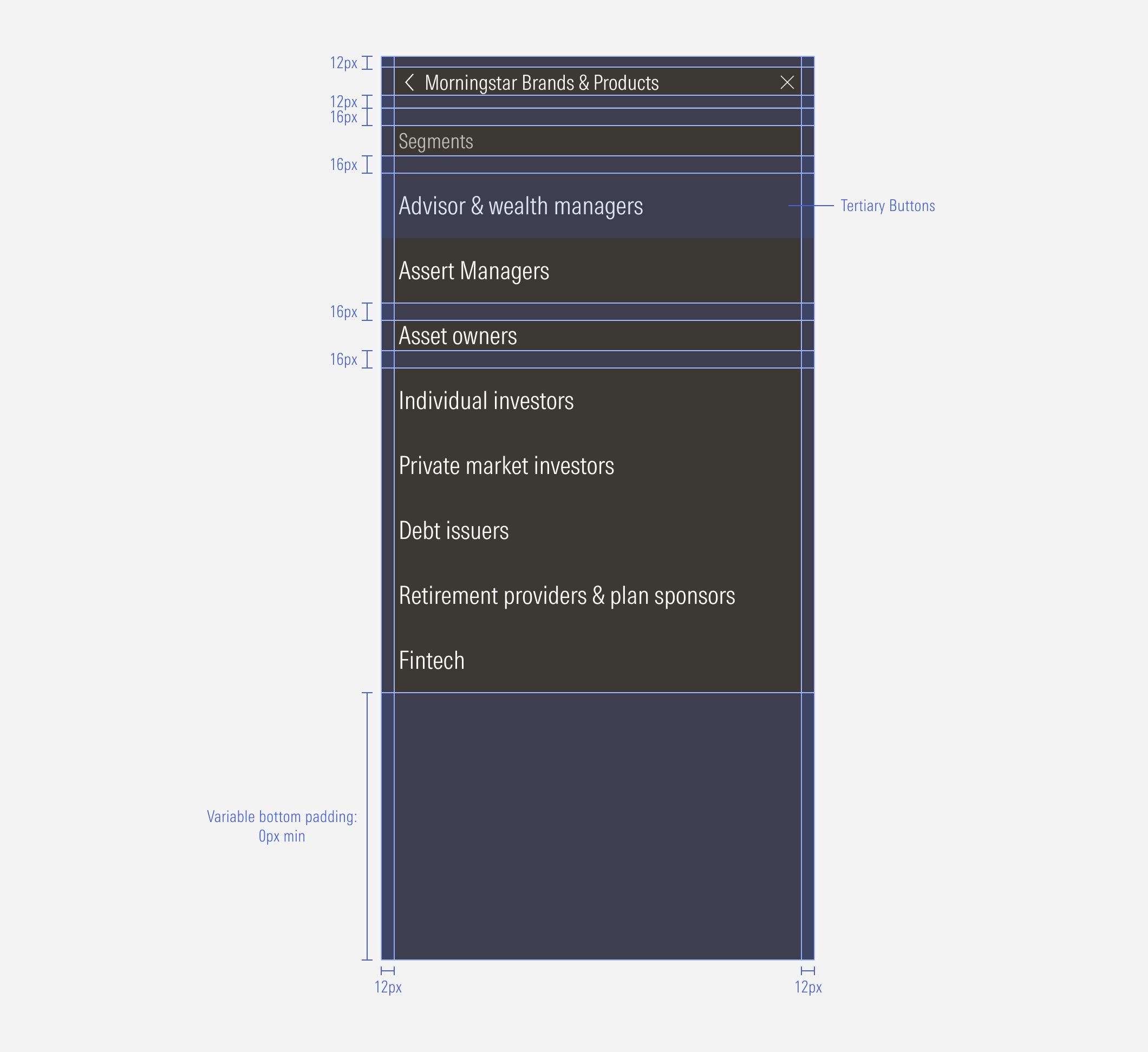 Top hat's slide-in menu spacing for the MD and SM breakpoint
