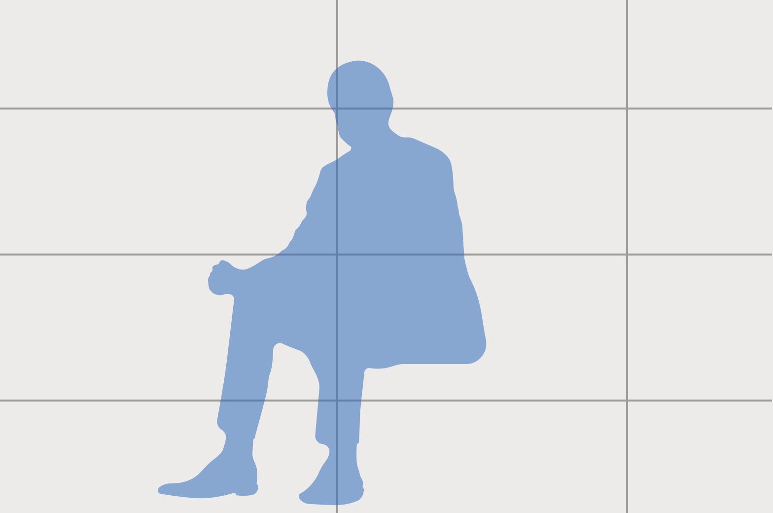 Grid lines with solid fill outline of person.