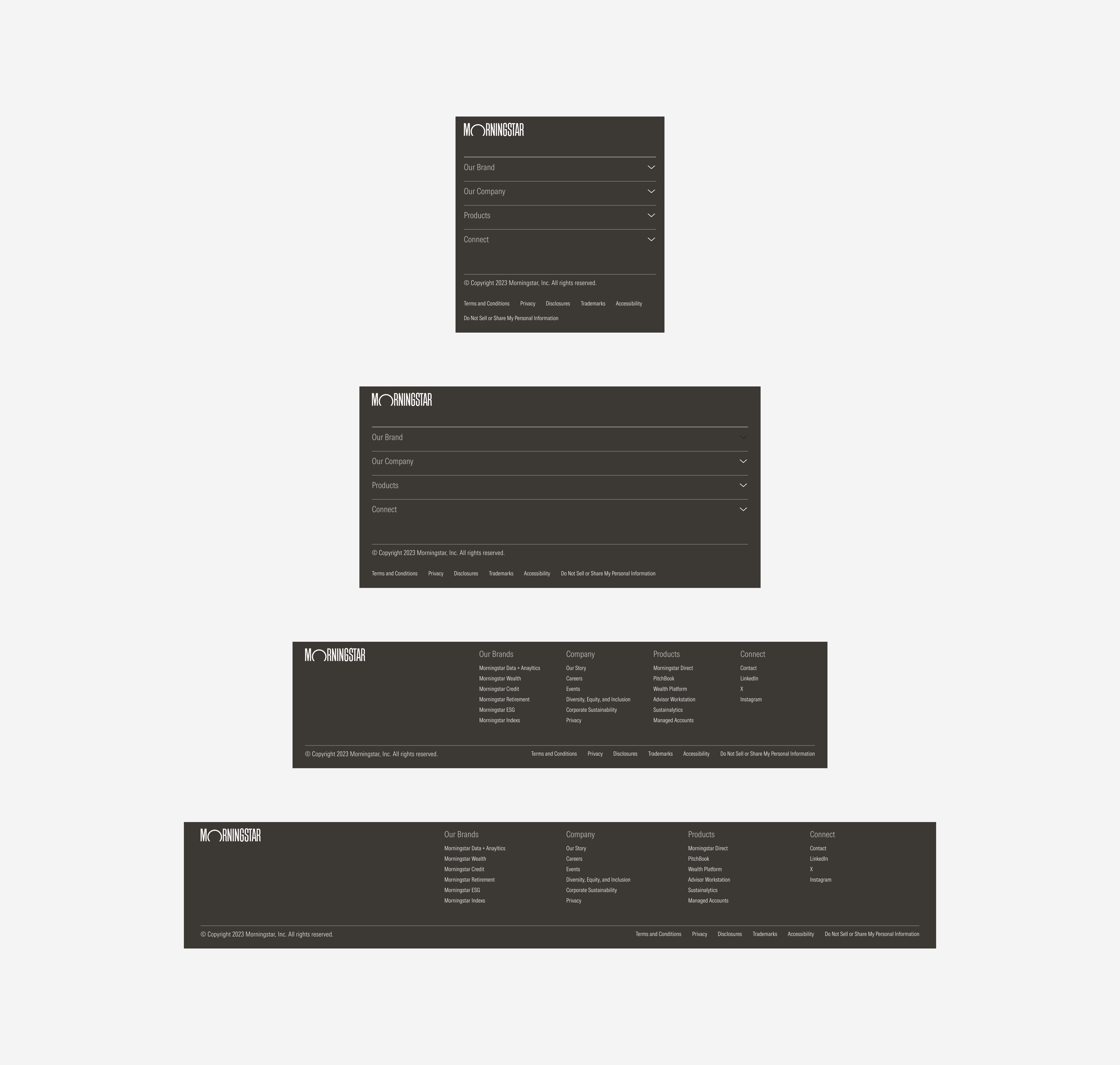 Sizes of the footer