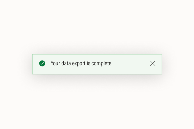 Notification that states: Your data export is complete.