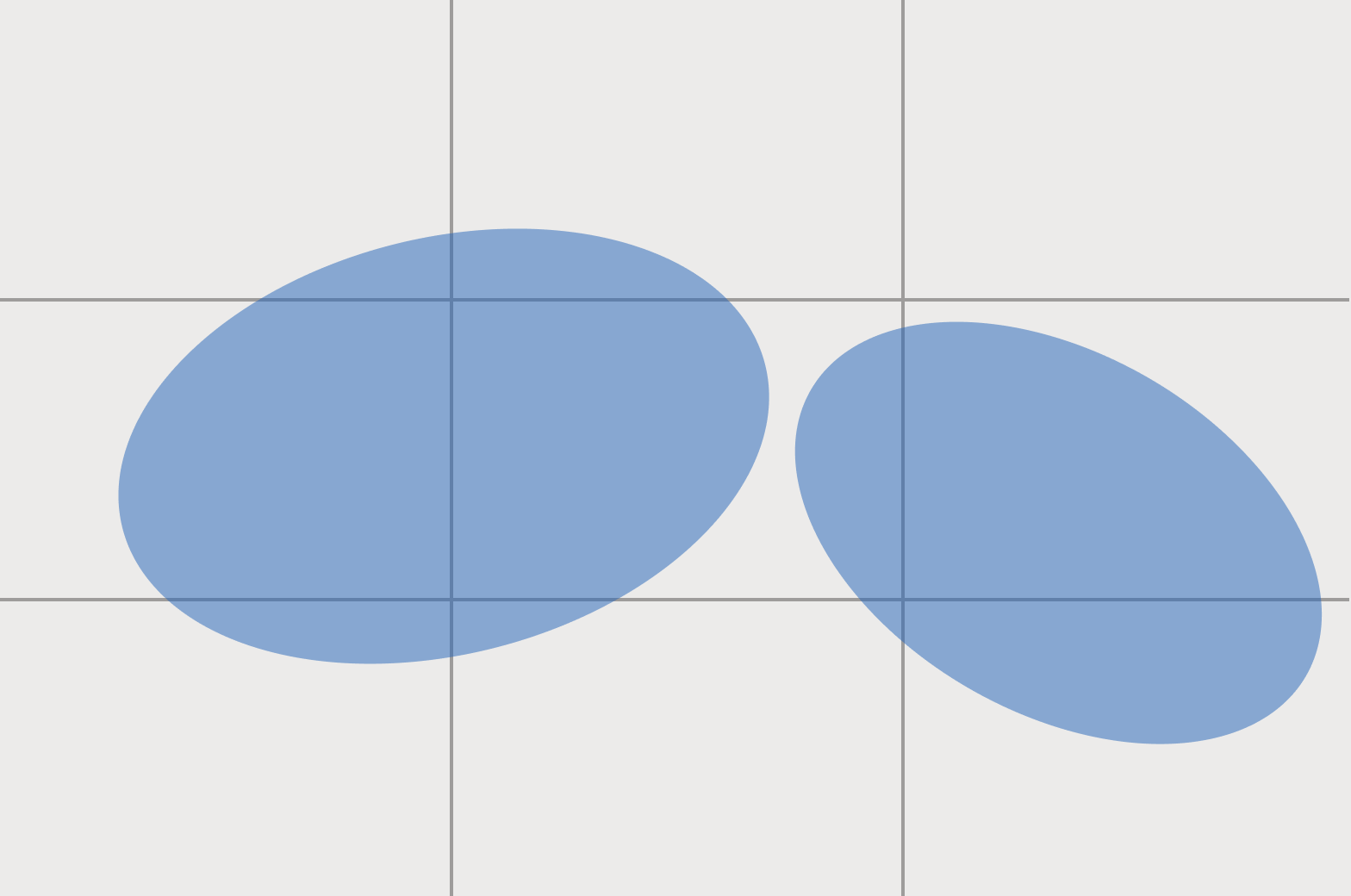 Grid lines on solid background with two solid circles.