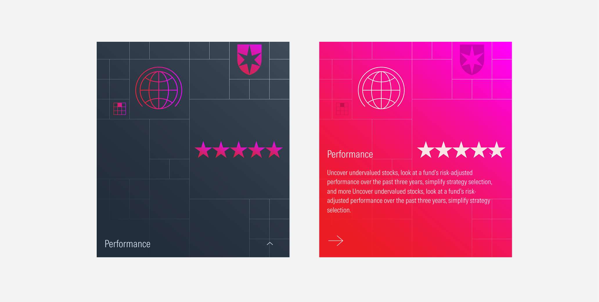Animated card behavior