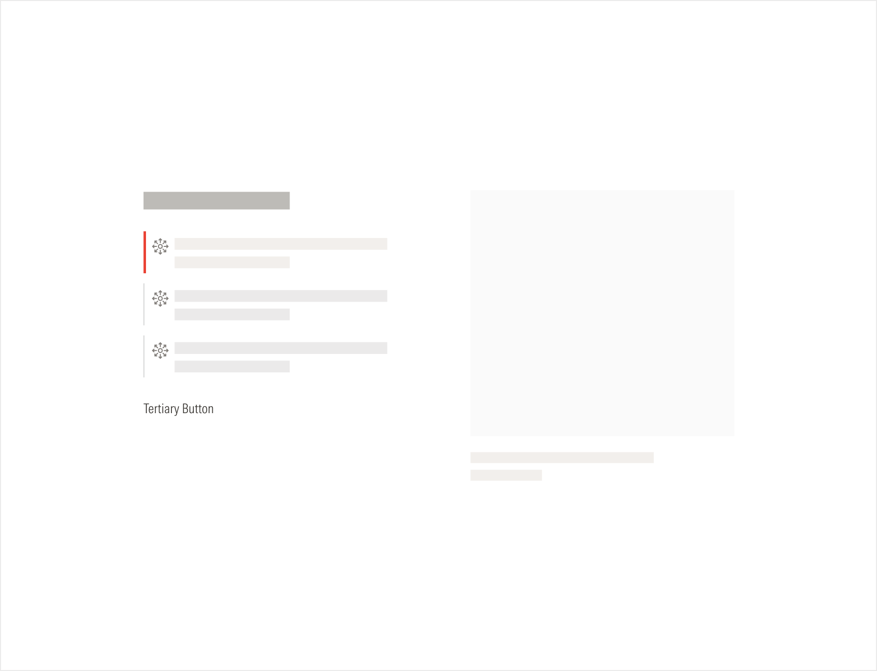 Tab alignment 2: Example of the tab container as part of a section with content at the right