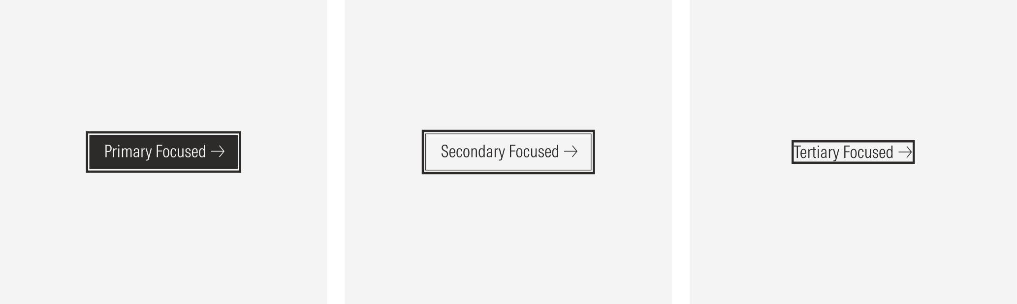 Main Buttons (Primary, Secondary, Tertiary) on their focused stage