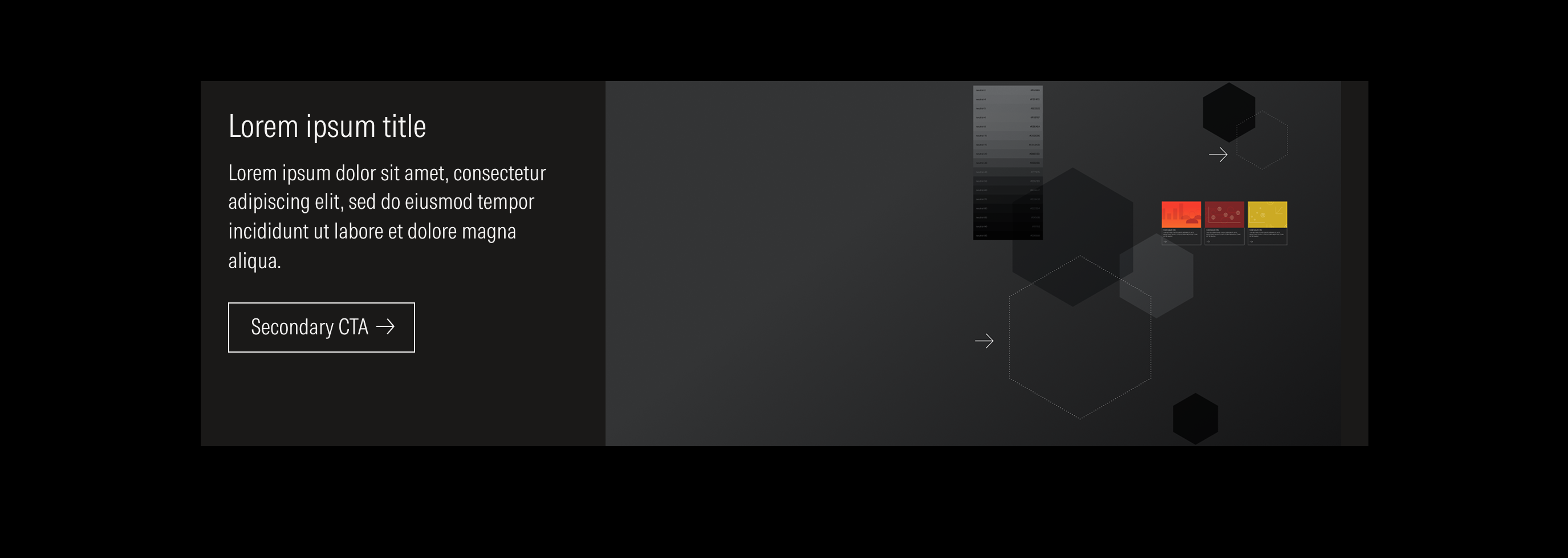 Shows the dark theme for the boxed image promotion section