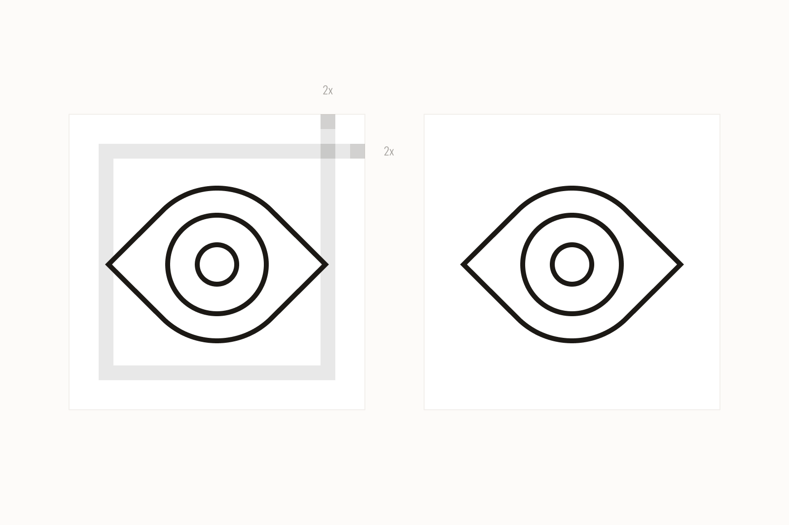 Icon with detail view of clear space.
