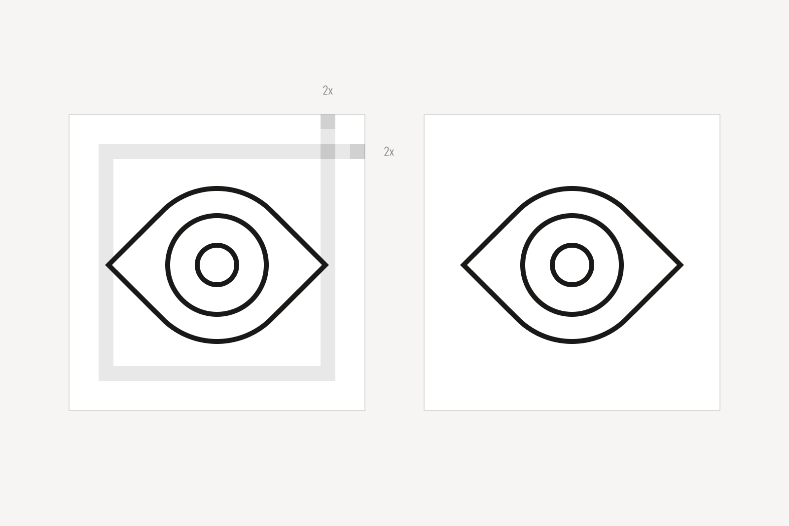 Icon with detail view of clear space.