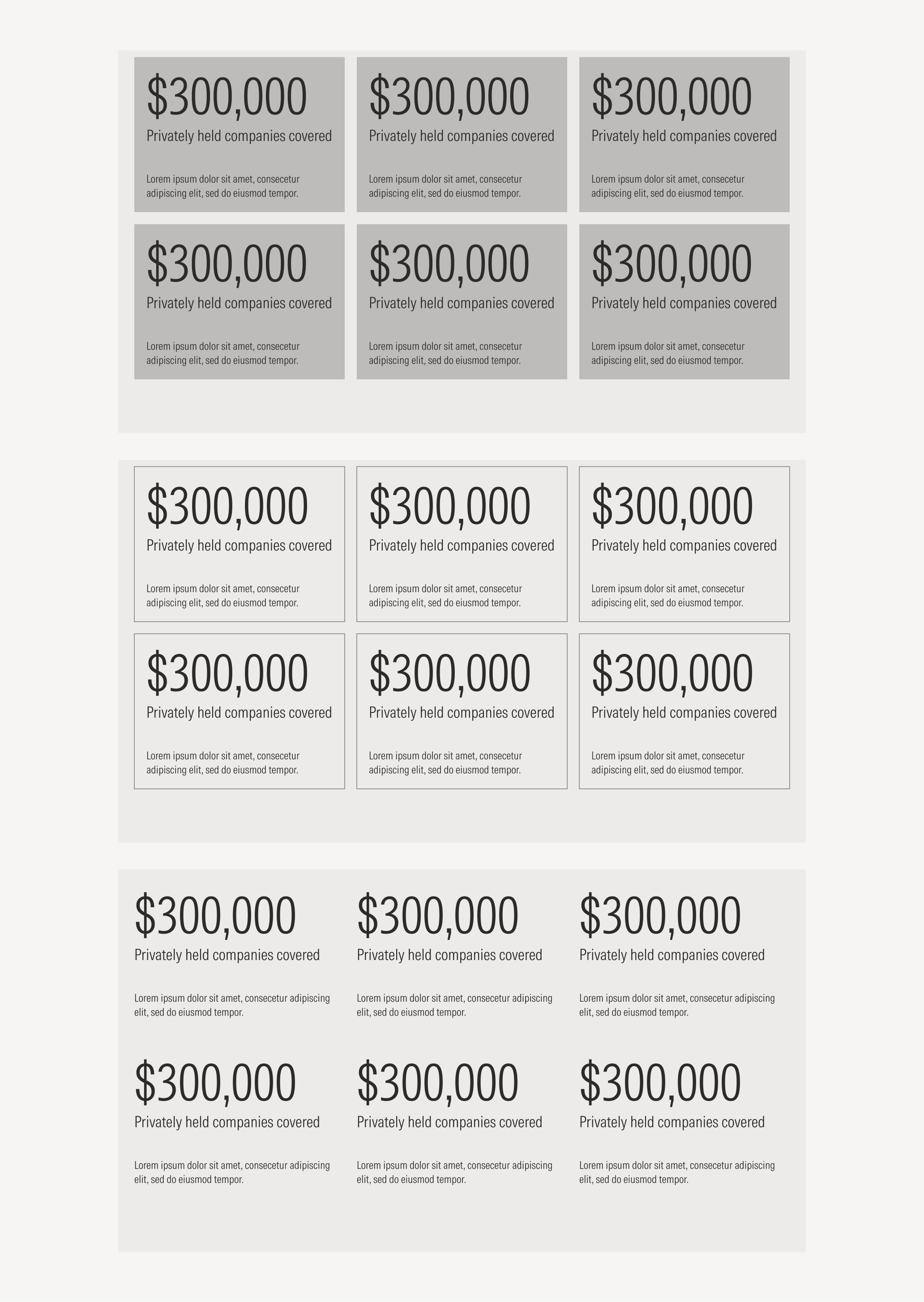 Grouped stat cards on mid theme