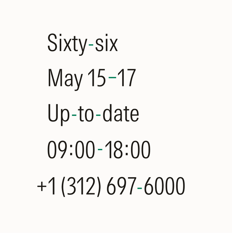 Text with shorter hyphen mark