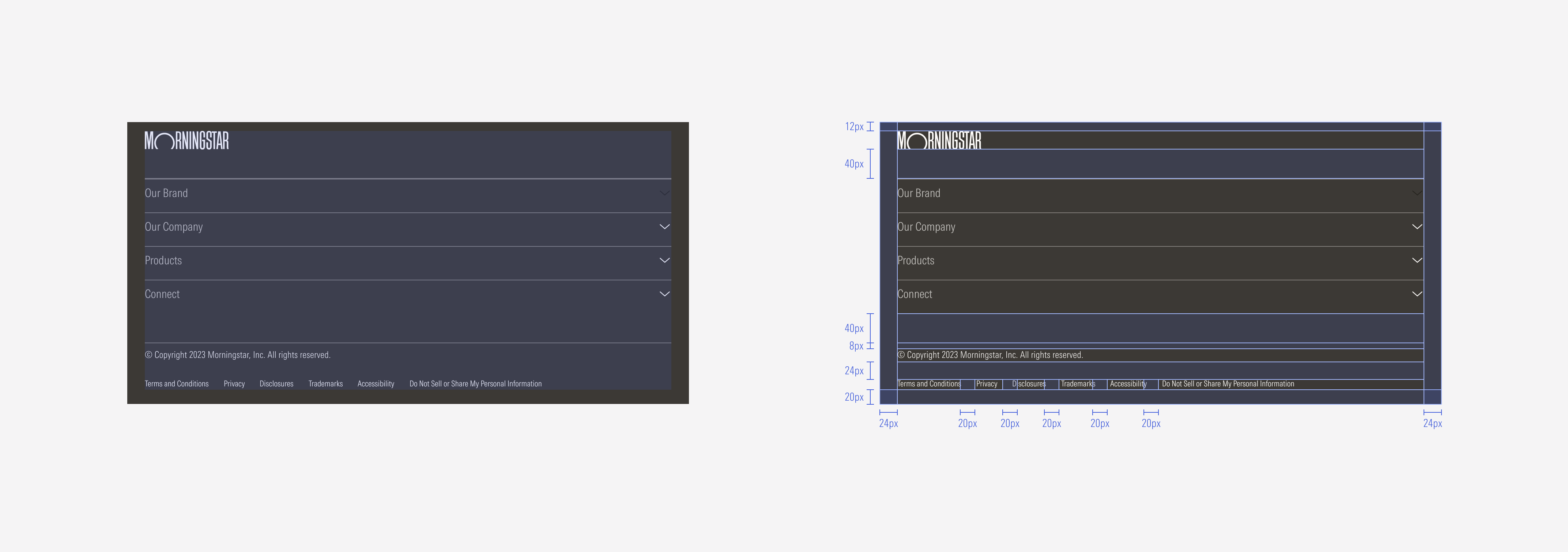 Spacings of the MD footer