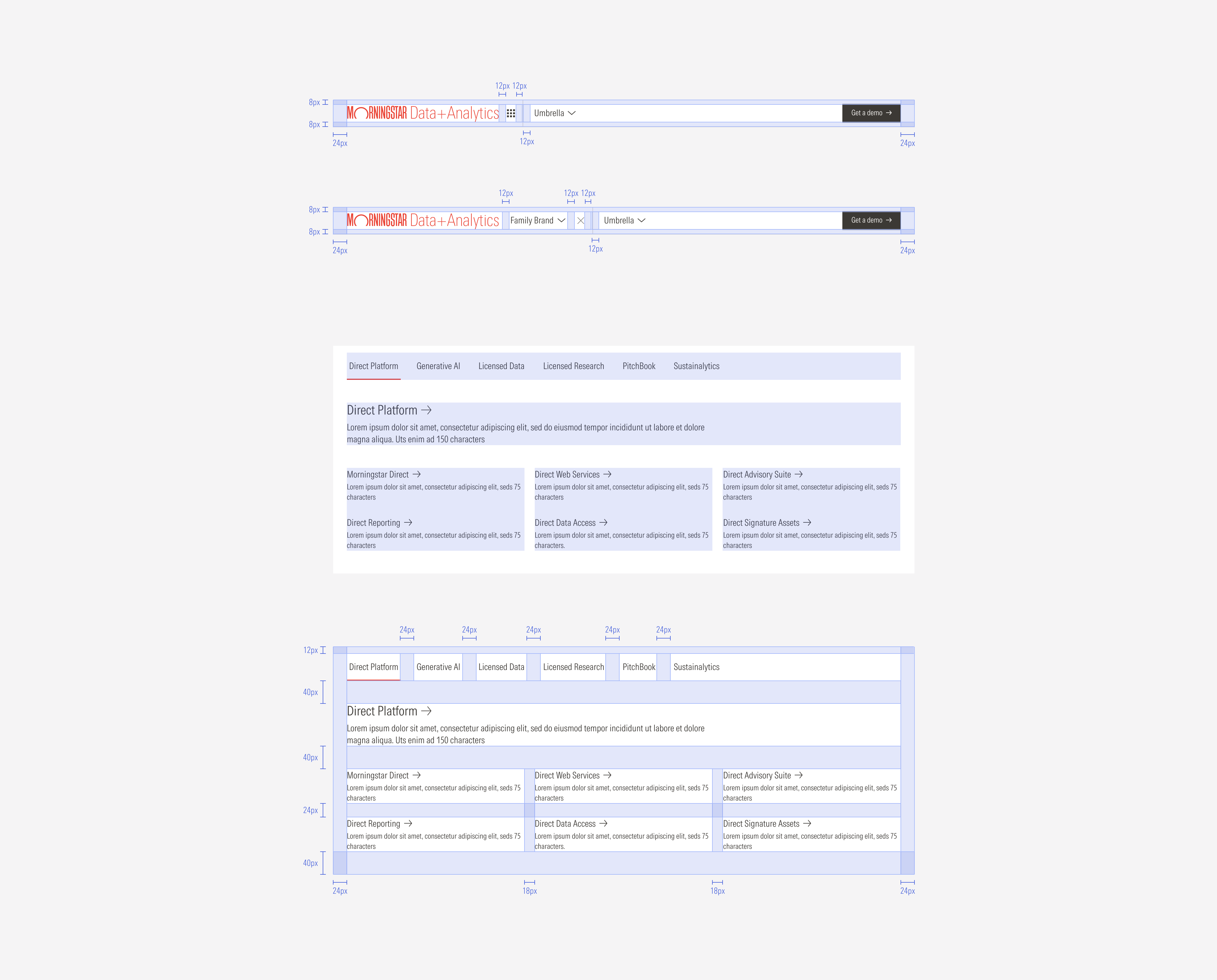 Spacings in the nested navigation for the LG breakpoint: Case 1