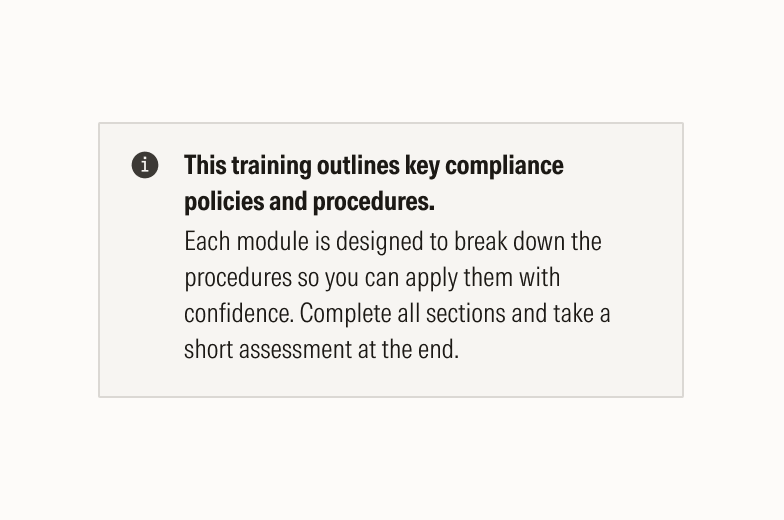 Training module introductory copy