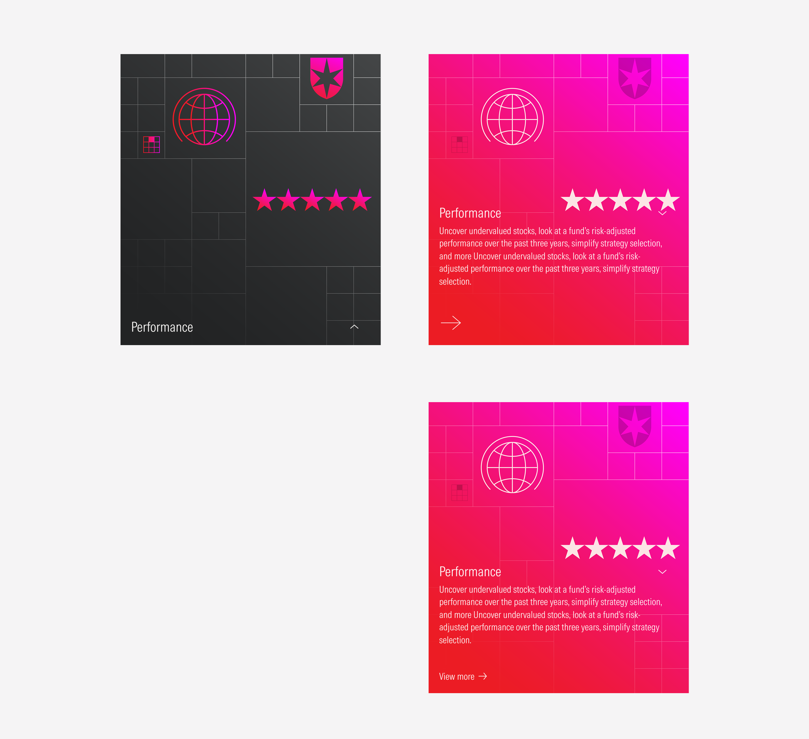 Views of the animated card on the extended size 