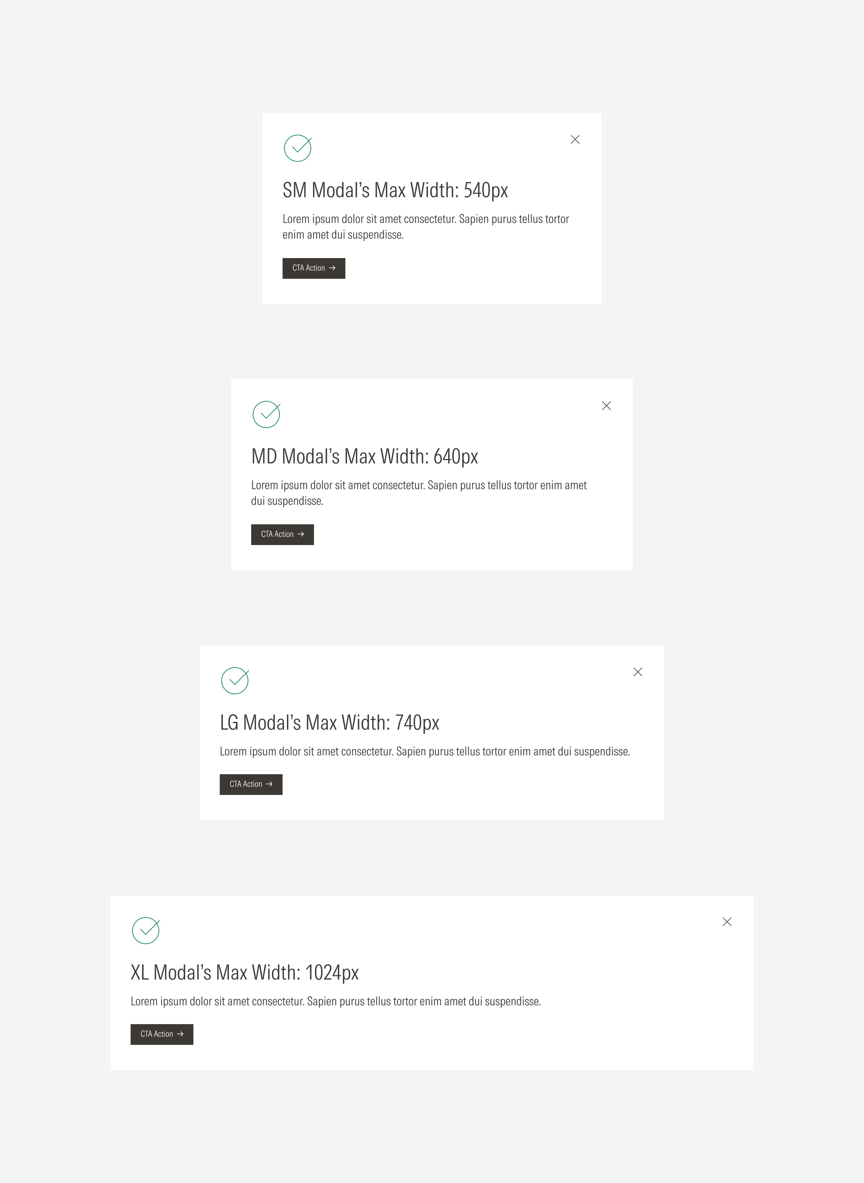 Maximum width for the modal on each breakpoint (XL, LG, MD, SM).