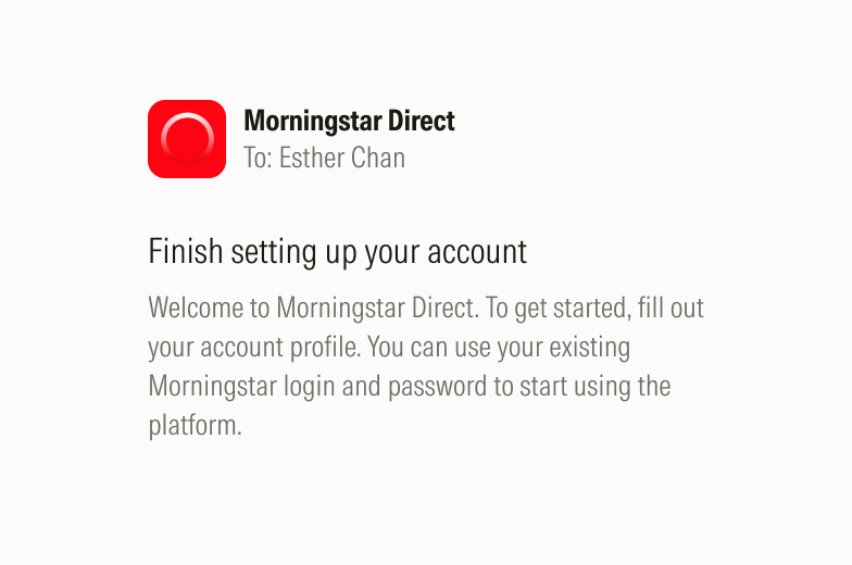 Sample account setup email