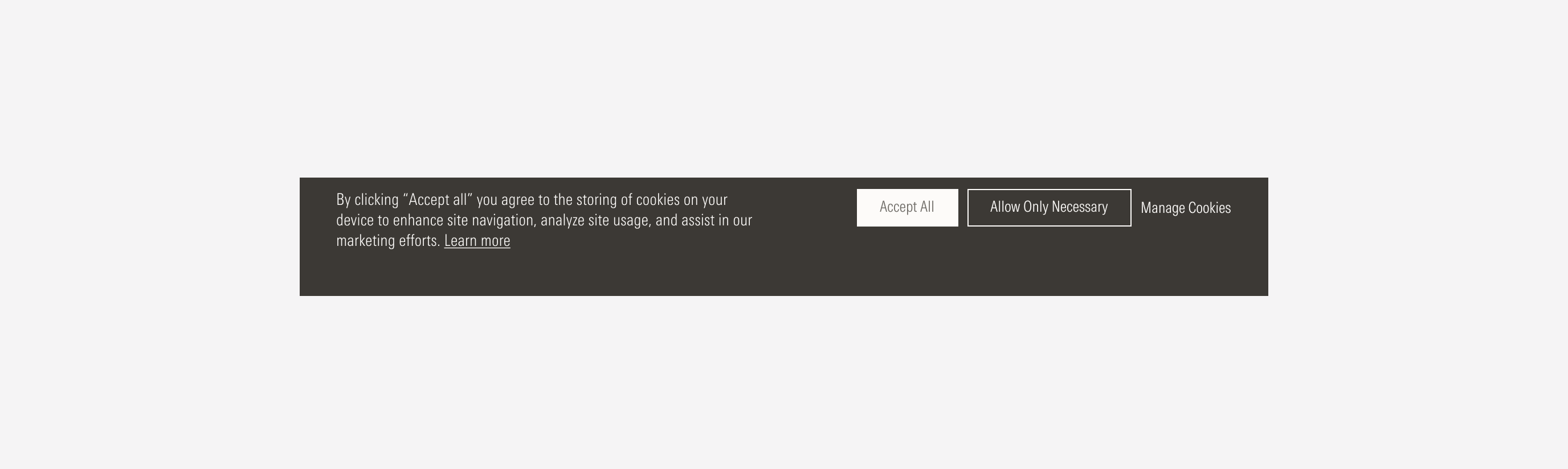 Cookie modal used to communicate the site cookie policy