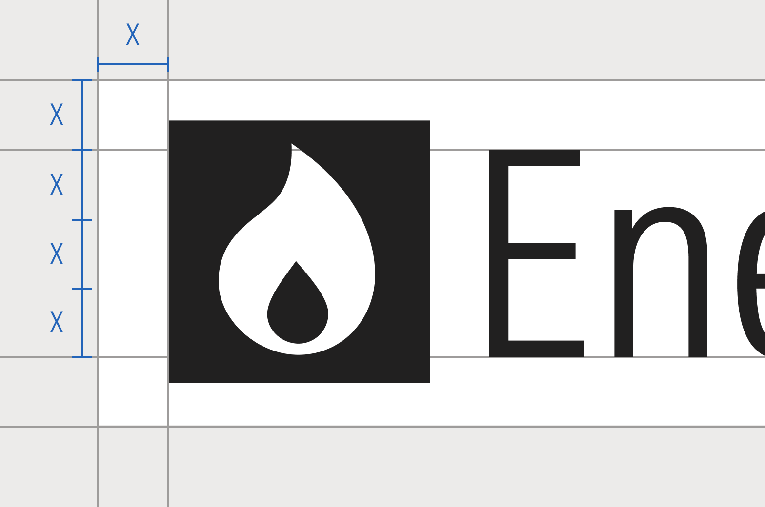 Sector icon within clear space.