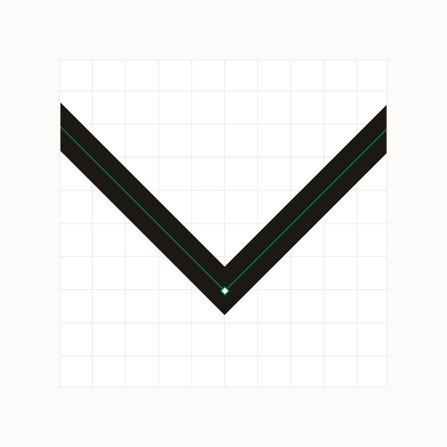 Vertices aligned to grid.
