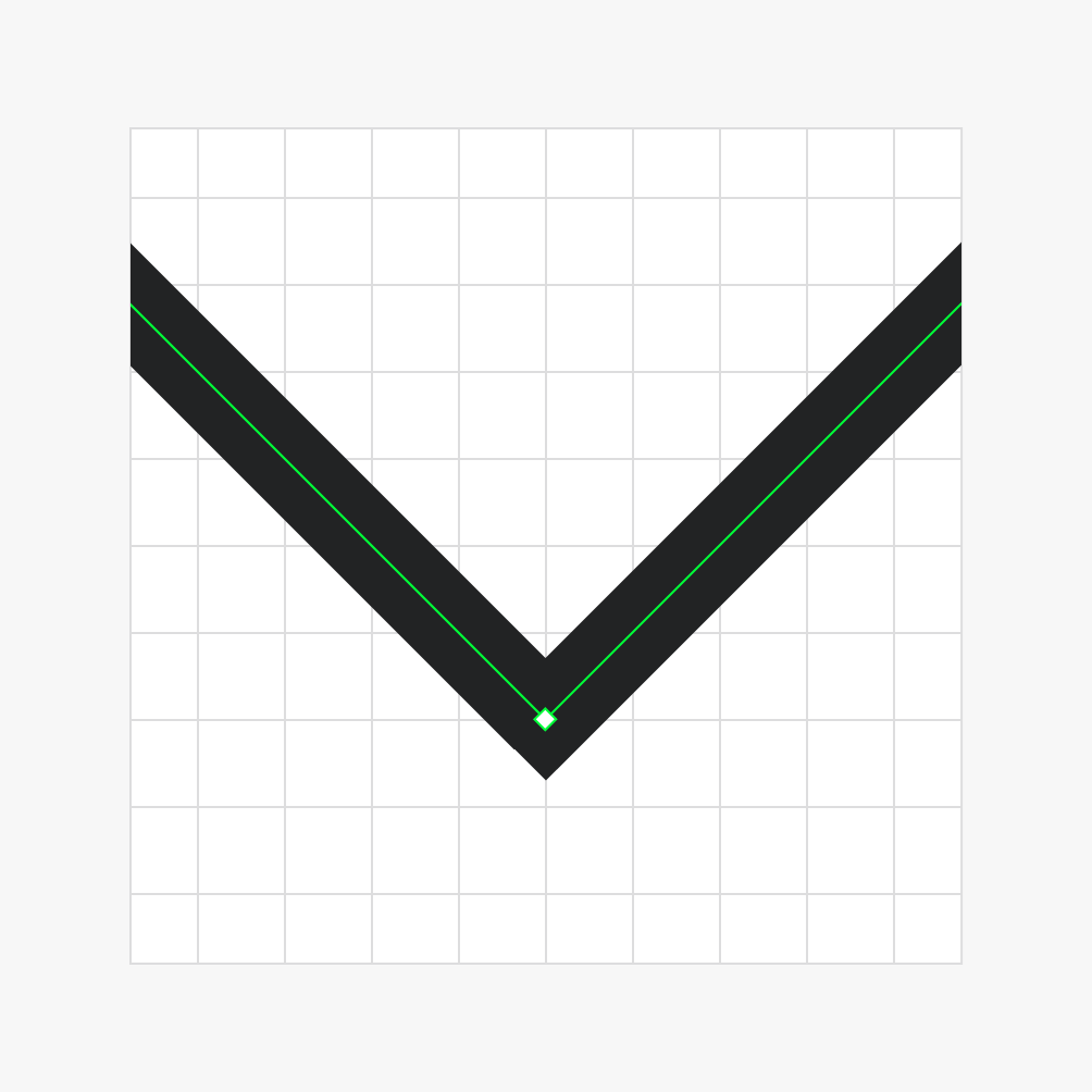 Vertices aligned to grid.