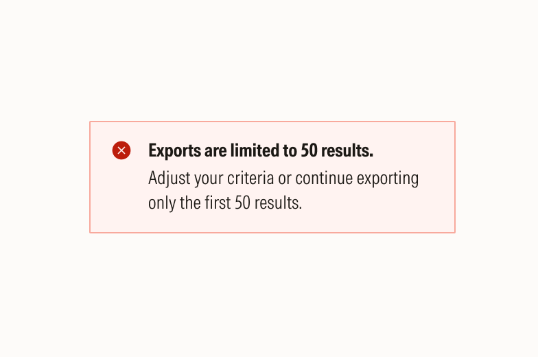 Example of error message with instructions on fix the error.