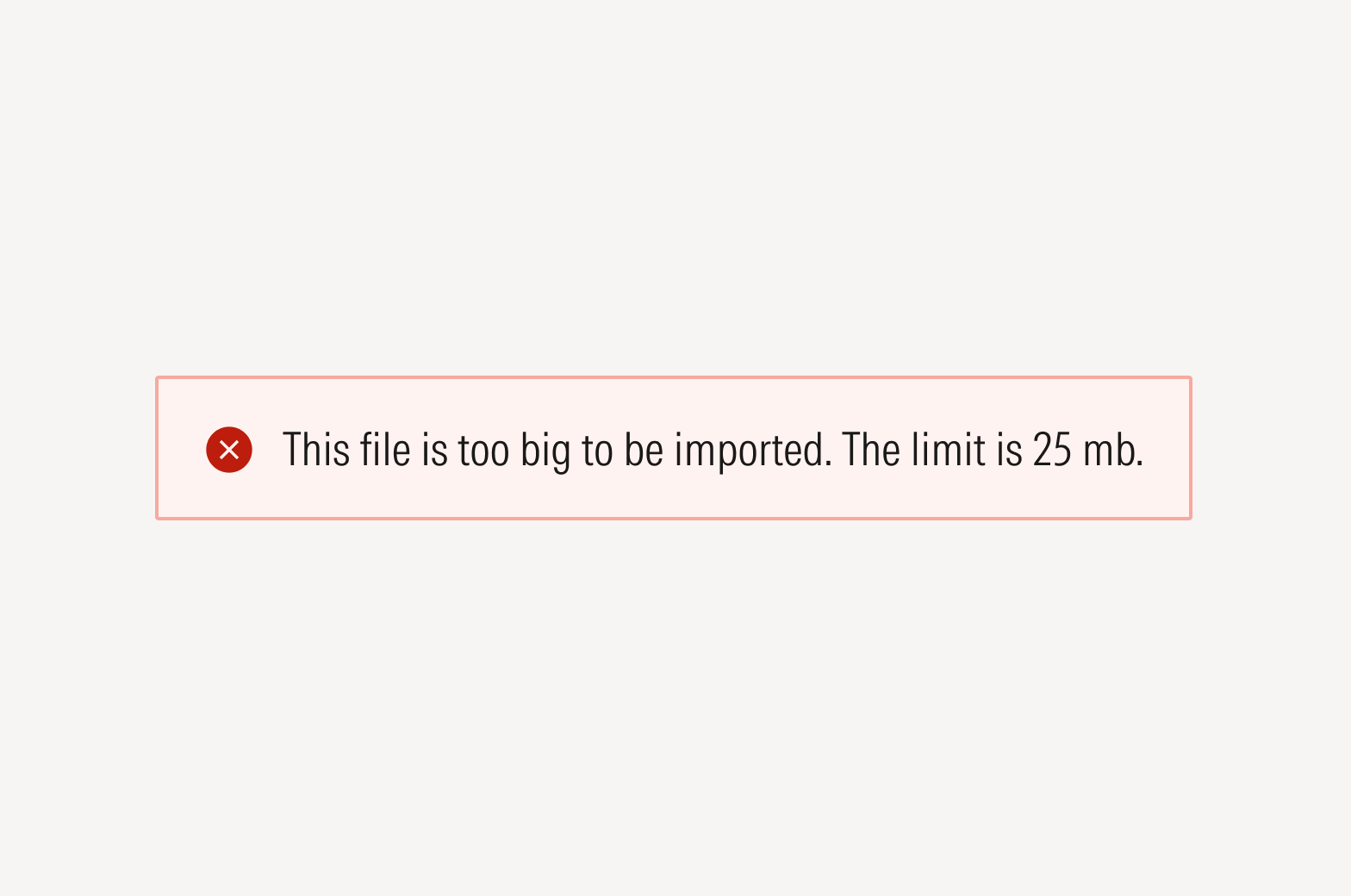 Sample error message