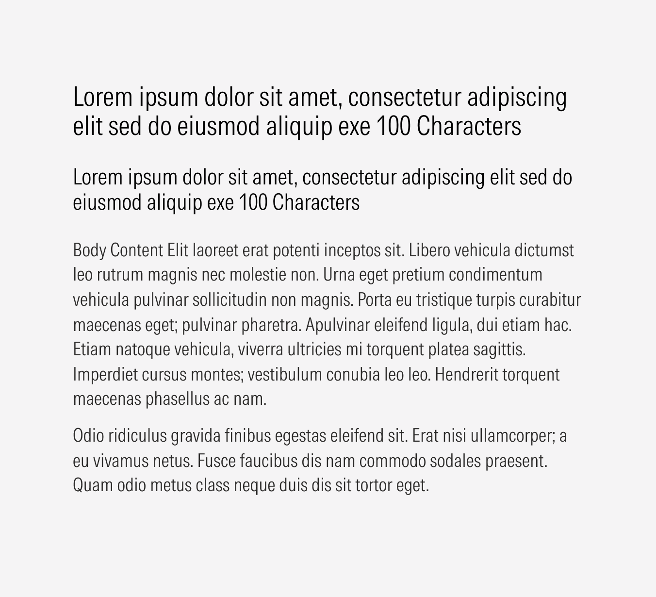 Text block variant: Content text with H2 + H3 + Body