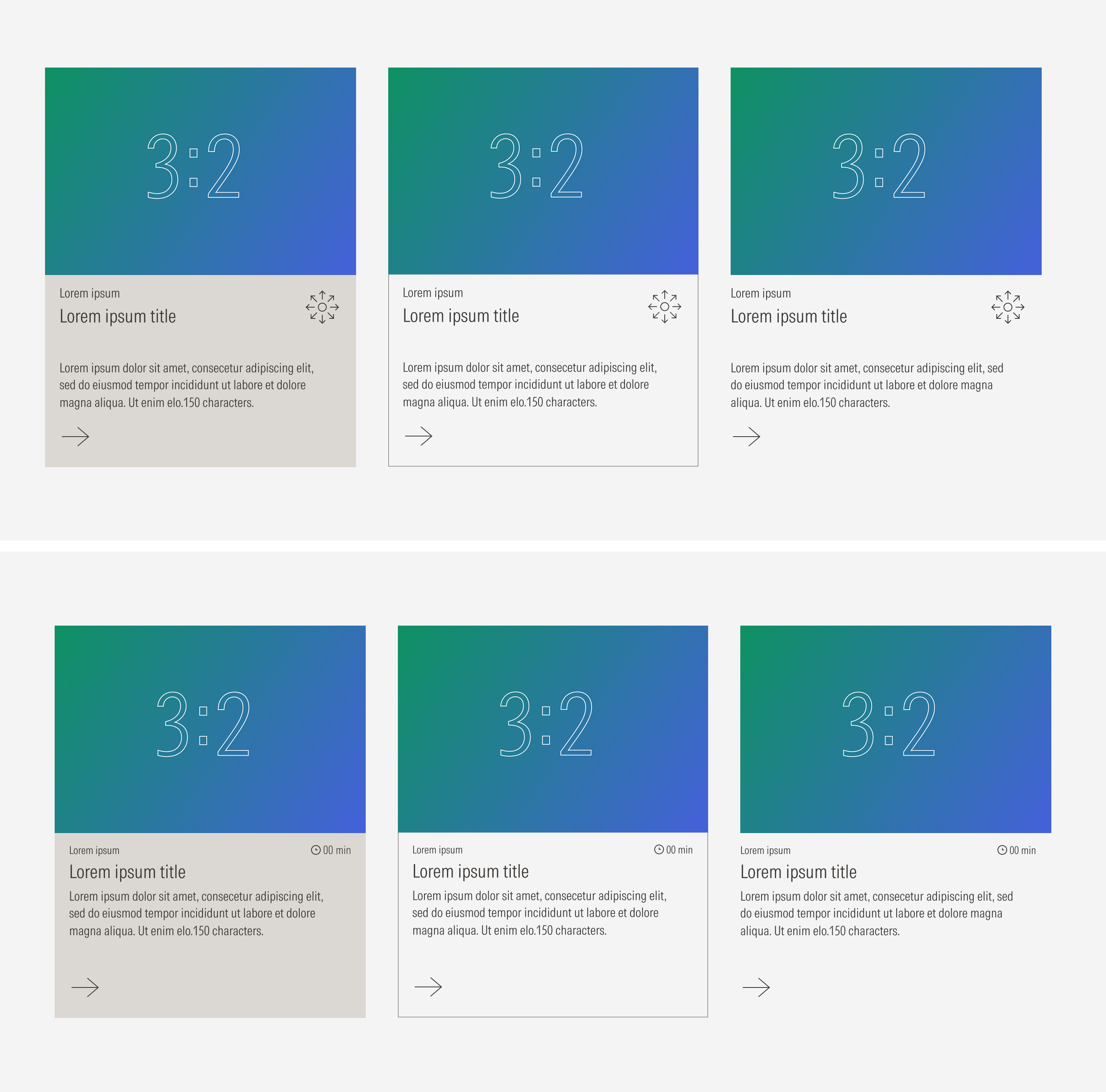General cards: Text block with icon and image type