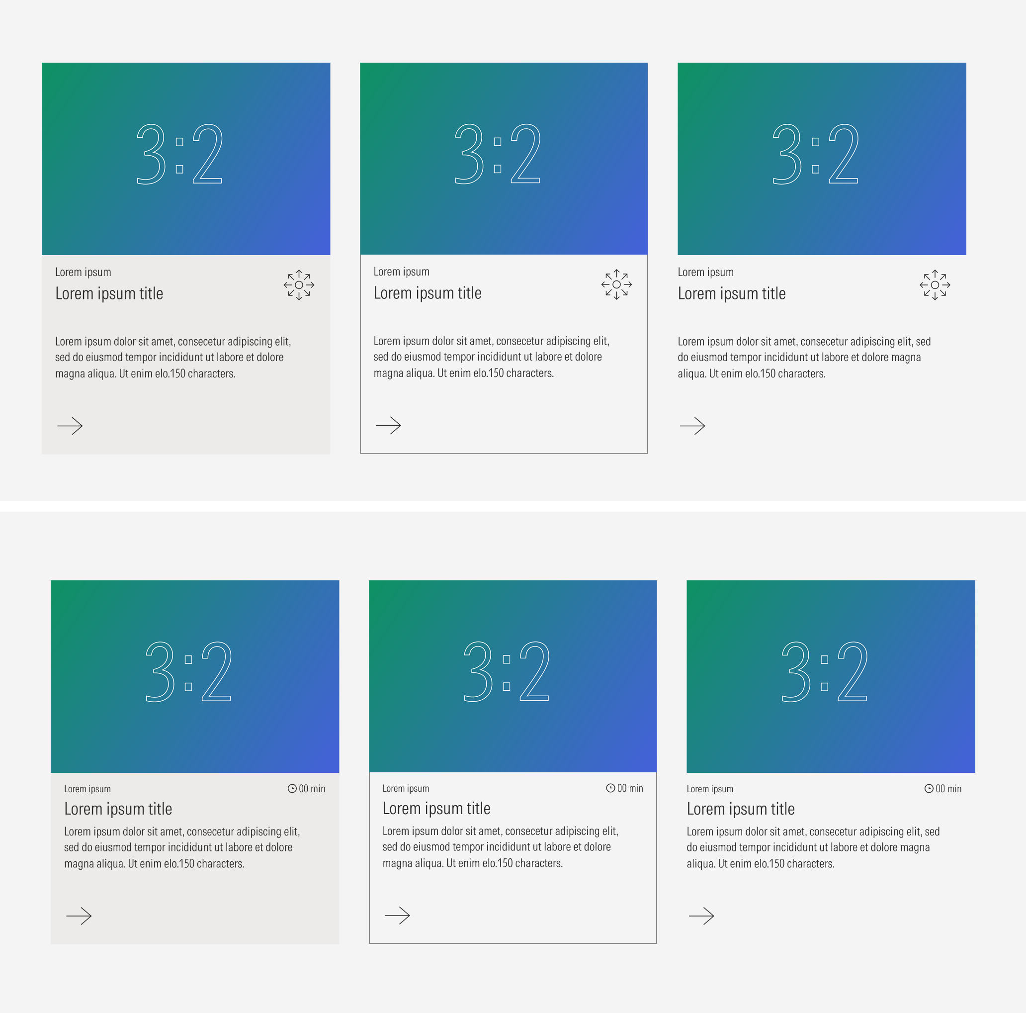 General cards: Text block with icon and image type