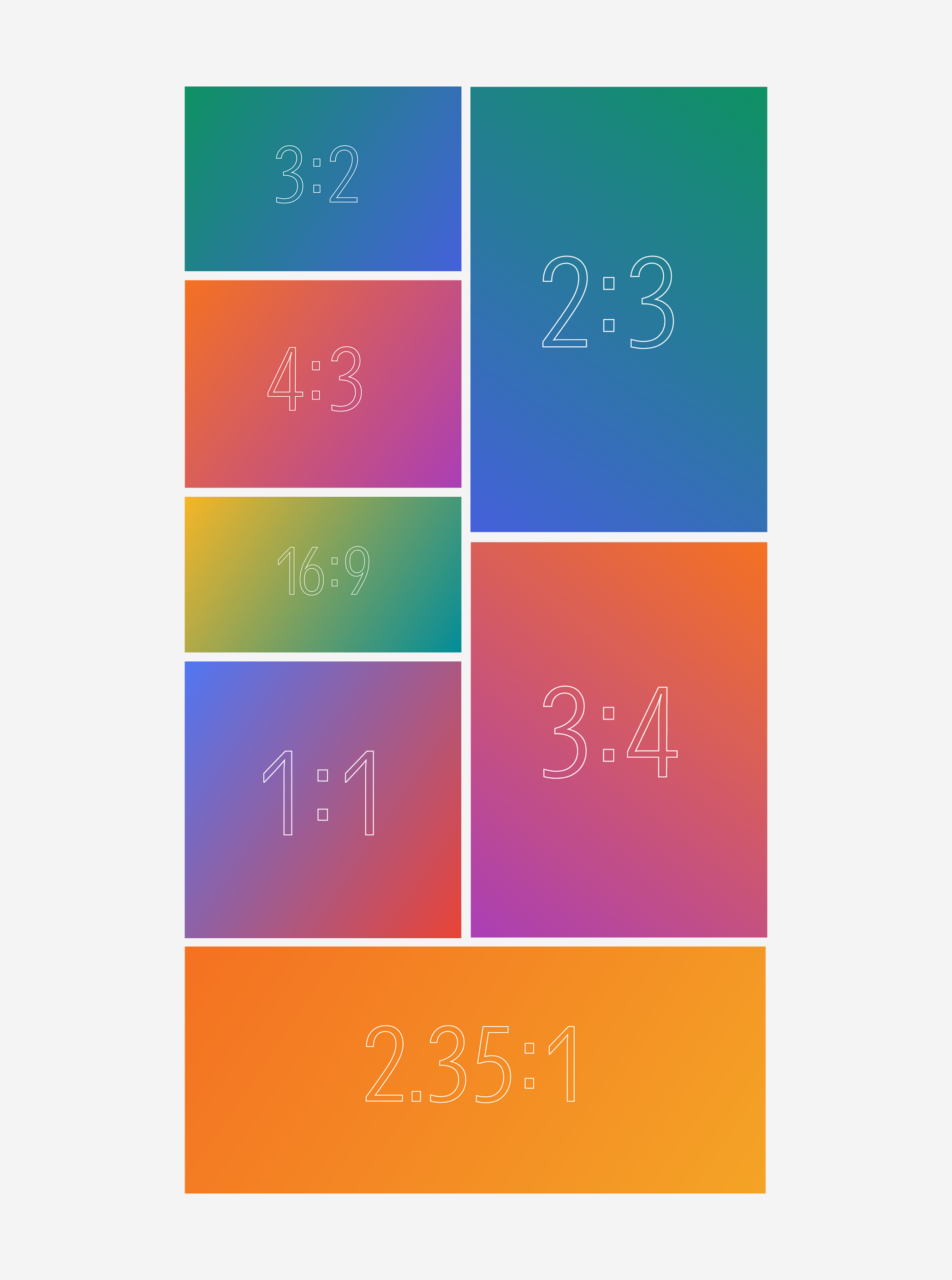 Showing size ratios 3:2, 4:3, 16:9, 1:1, 2:3 and 3:4