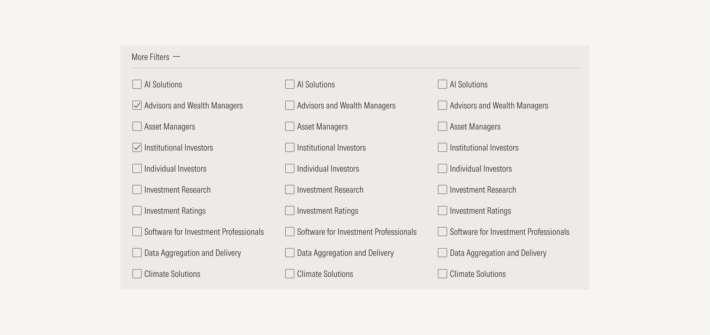 More filters section on mid theme