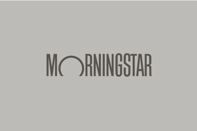 Dark logotype on gray background.