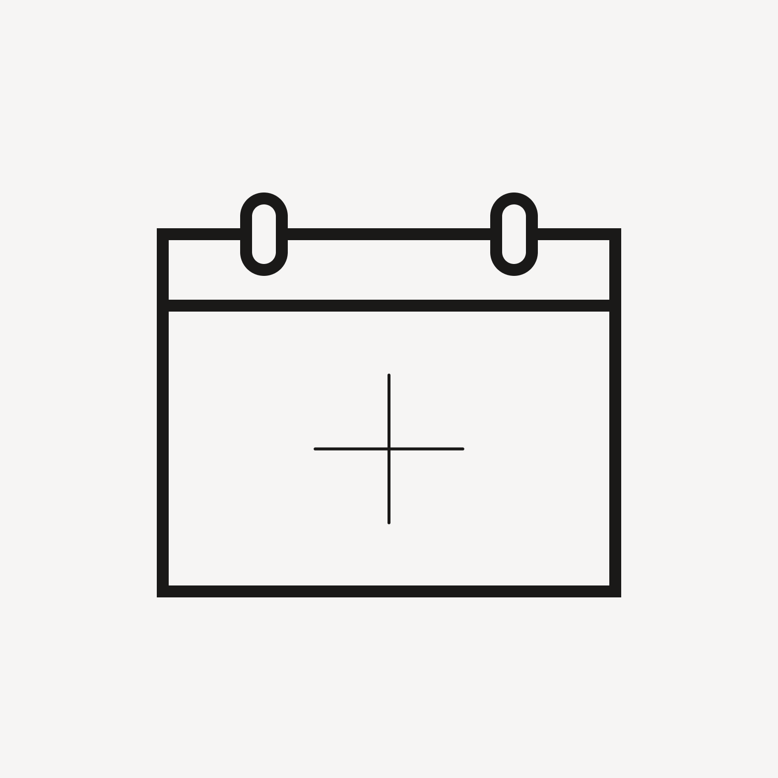 Calendar with plus sign in different stroke weight.