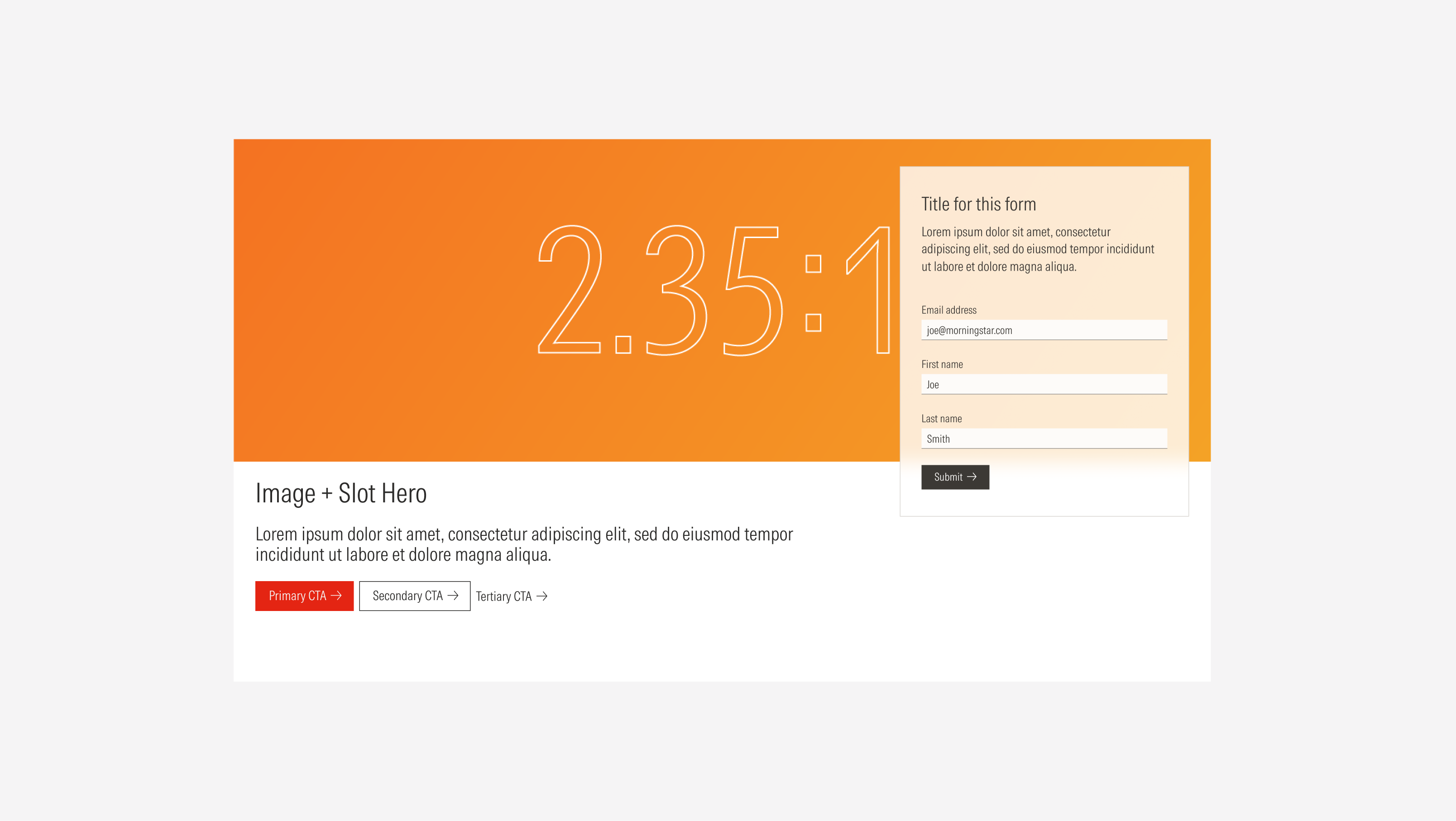 Secondary hero variant 1: image and slot hero