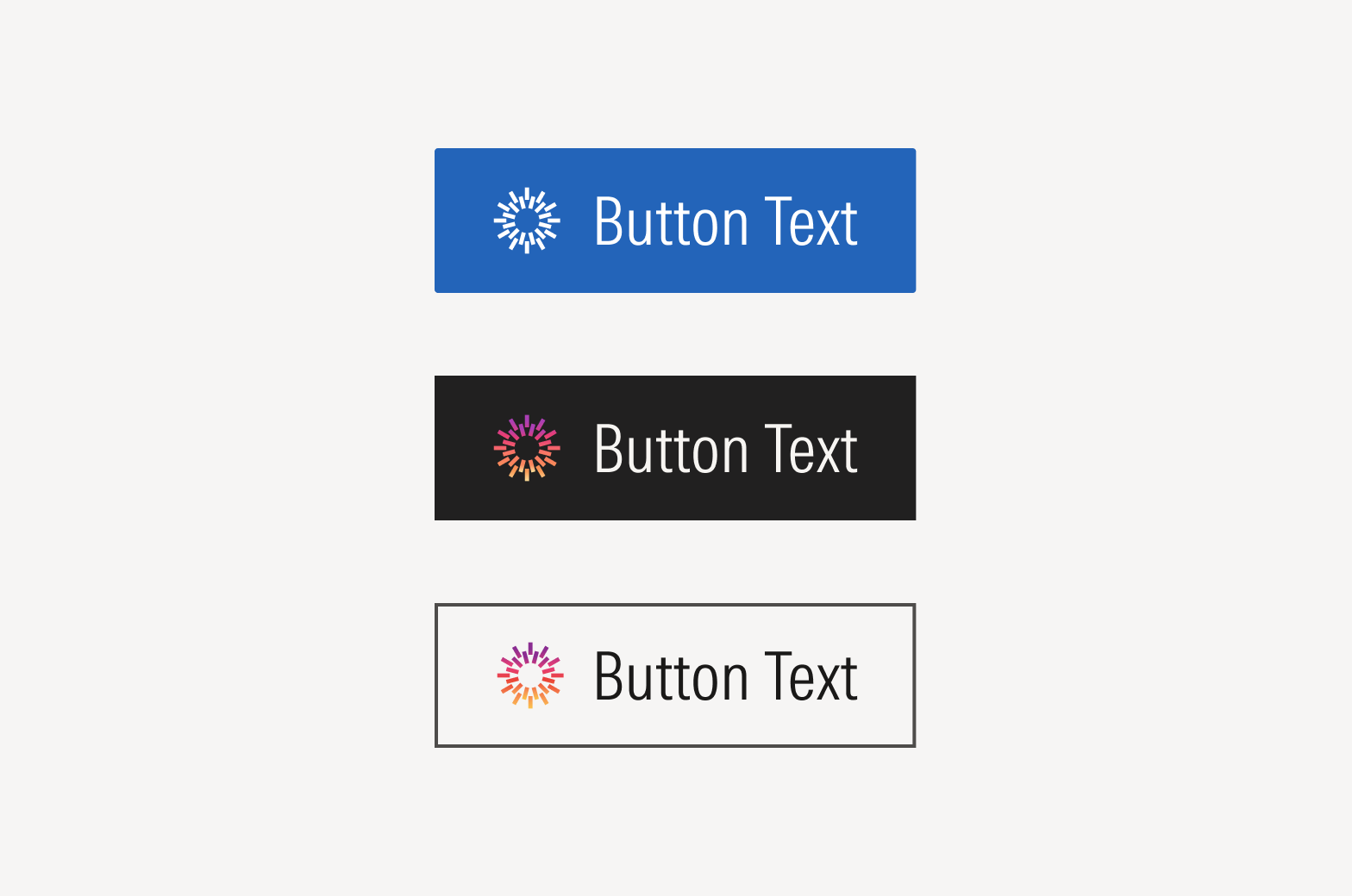 Solid and gradient AI icons can be used in buttons.