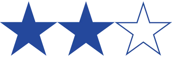Three stars side by side, with two blue stars and one white star on the right. Three stars side by side, with two blue stars and one white star on the right.