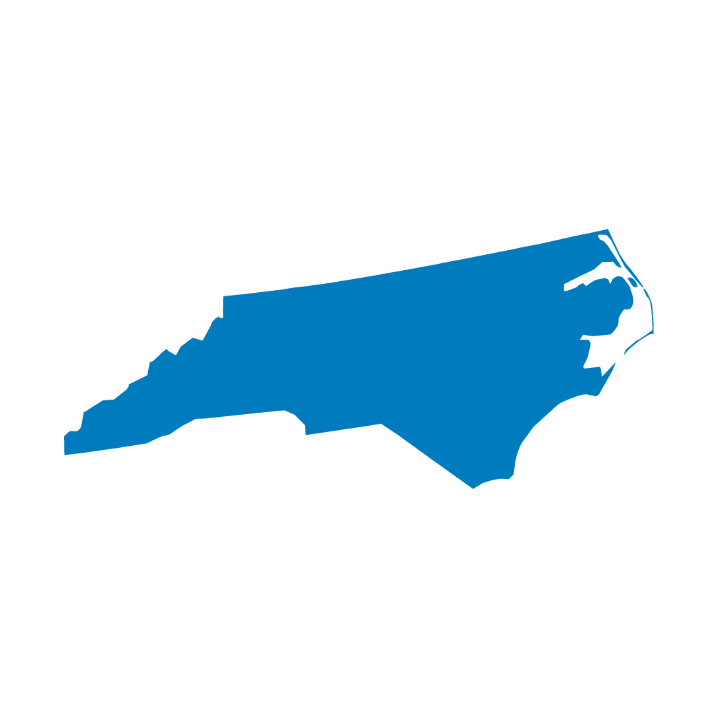 Silhouette of the state of North Carolina colored in blue. Silhouette of the state of North Carolina colored in blue.