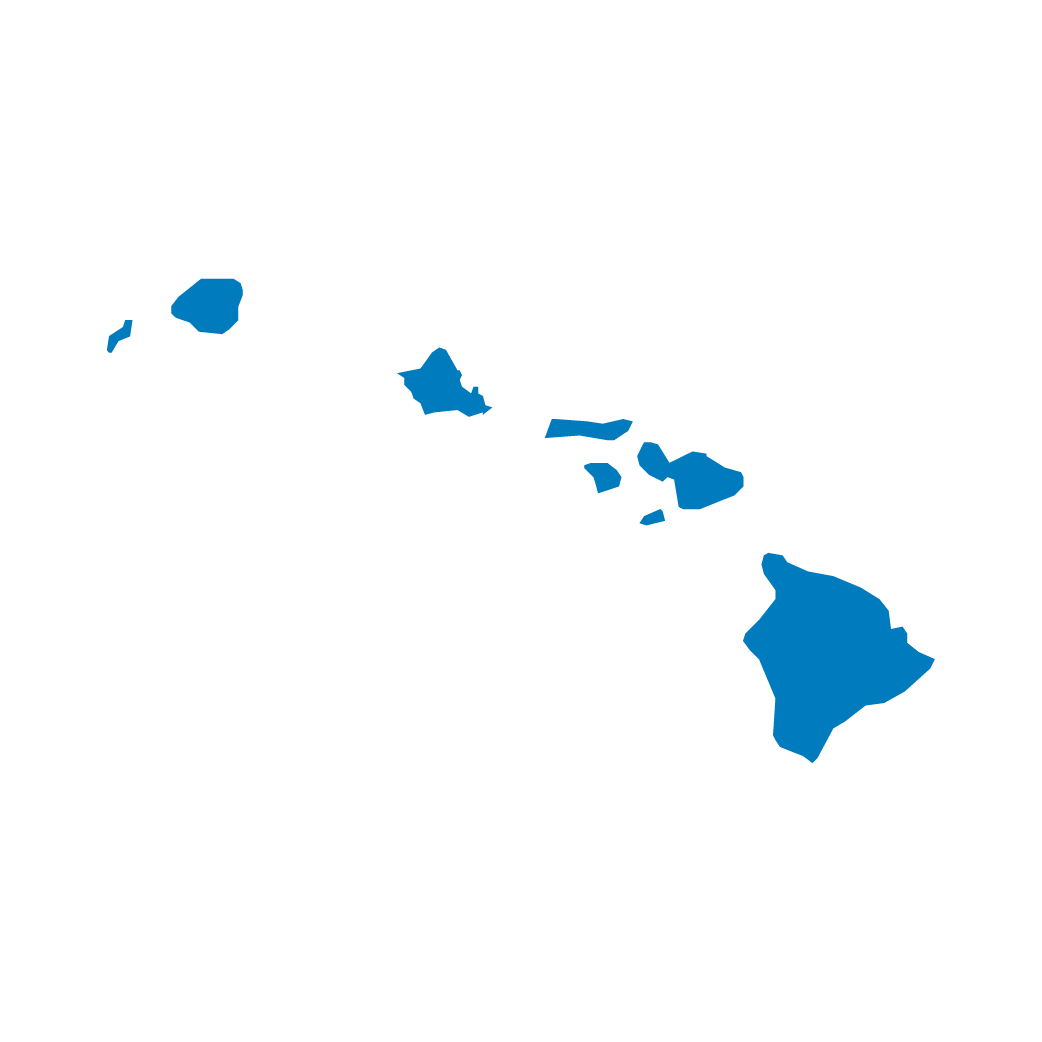 Blue silhouette map of the Hawaiian Islands on a black background. Blue silhouette map of the Hawaiian Islands on a black background.