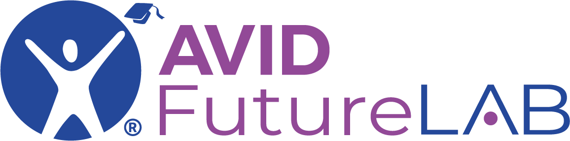 Logo featuring AVID FutureLab with a stylized figure raising its arms, a graduation cap on the letter A, and distinct blue and purple colors. Logo featuring AVID FutureLab with a stylized figure raising its arms, a graduation cap on the letter A, and distinct blue and purple colors.