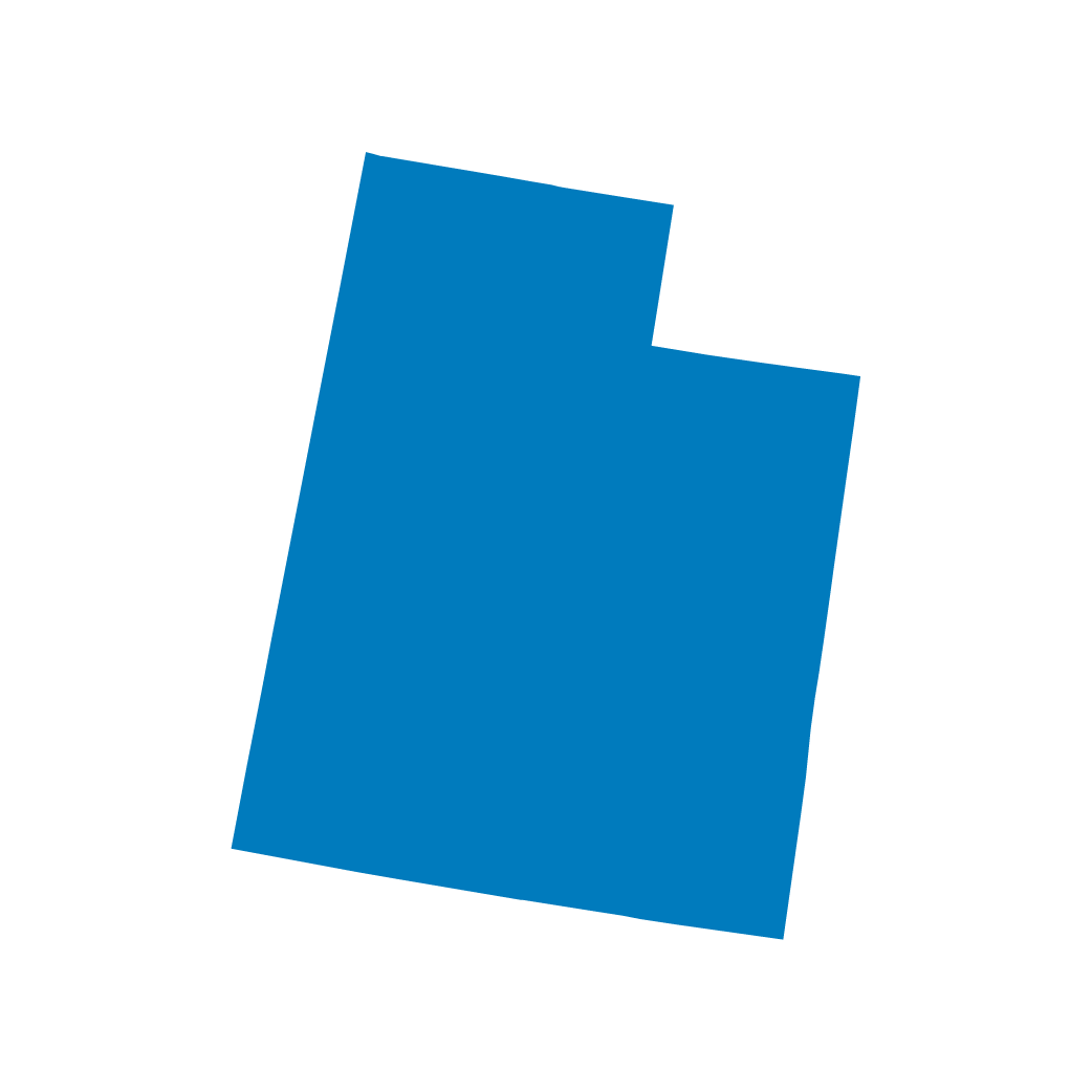 A blue silhouette of the state of Utah on a black background. A blue silhouette of the state of Utah on a black background.