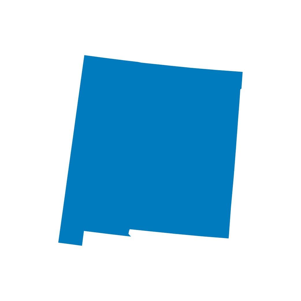 Outline of the state of New Mexico filled in blue.