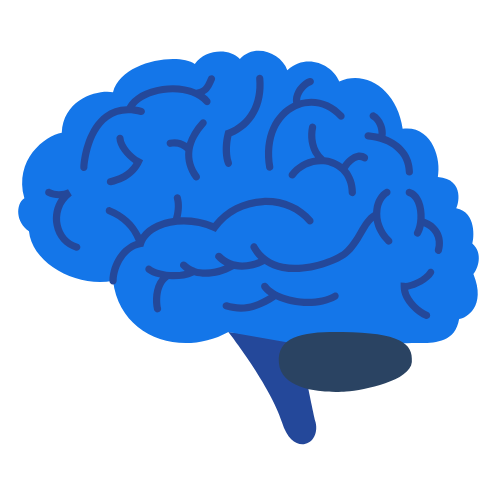 Illustration of a blue human brain.